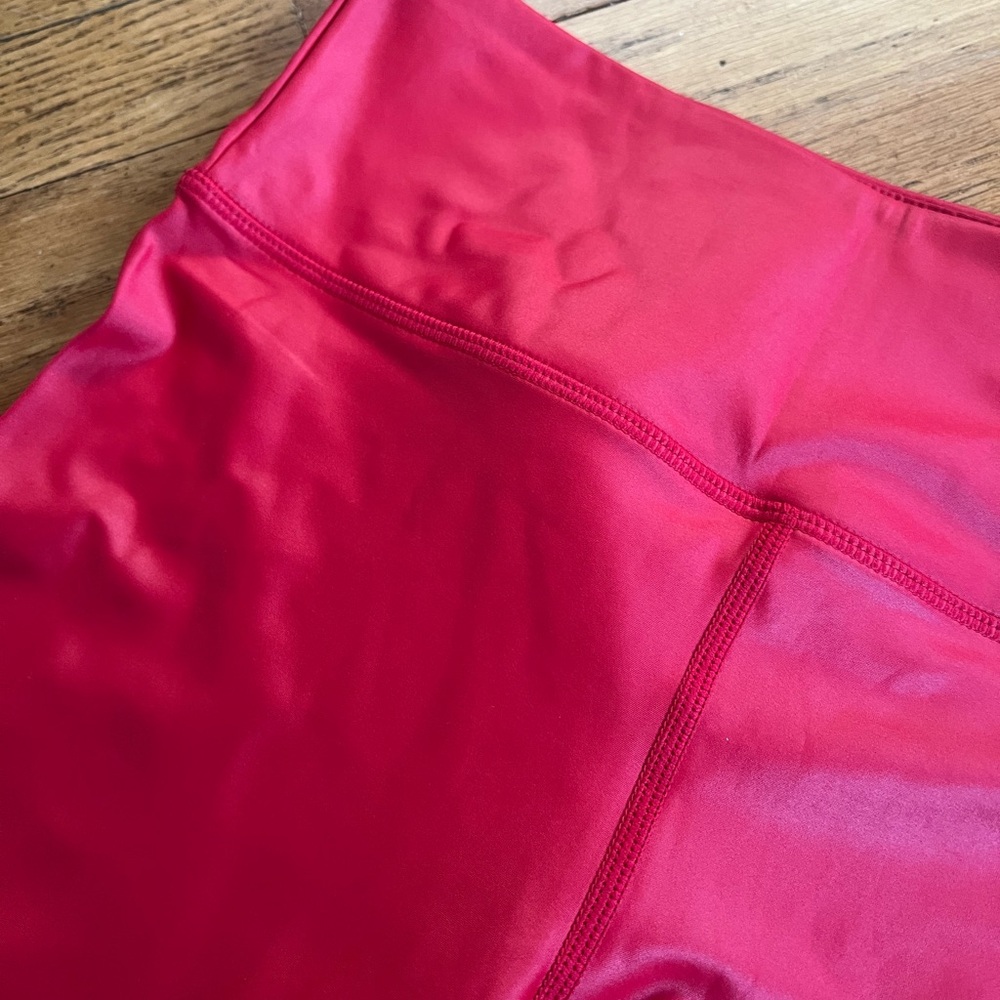Red Metallic Athletic Leggings